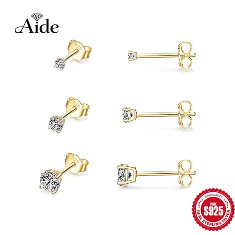 Aide 925 en argent Sterling étoile diamant boucles d'oreilles pour les femmes Mini zircon cubique bijoux géométrique oreille goujon ensemble bijoux cadeau