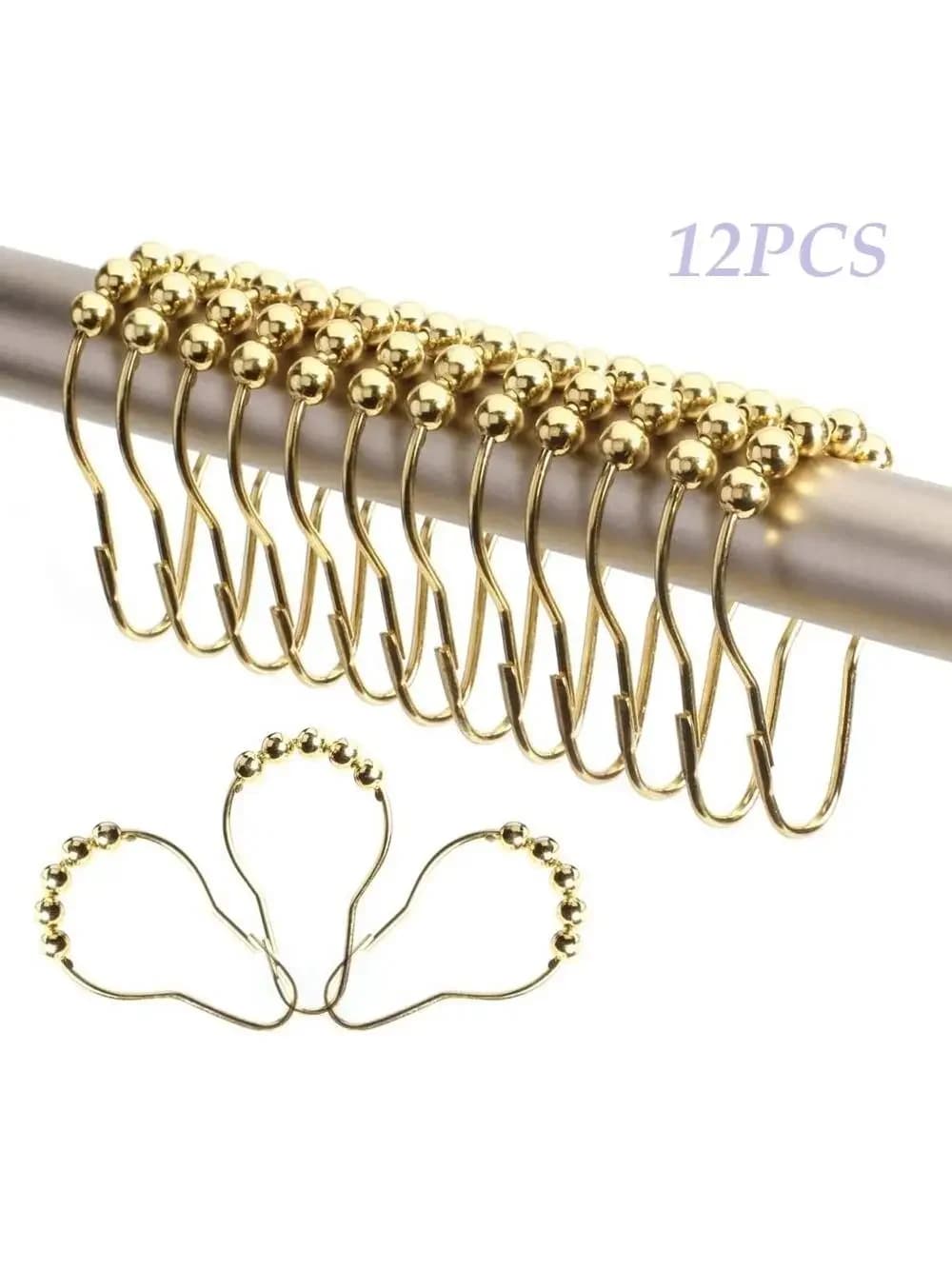 Lot de 12 tringles à rideaux de douche, cintre à crochet, couleur argent, matériau en fer, anneau de bain, boucle de drapage, fermoir, draperie, Clips à usage domestique, salle de bain