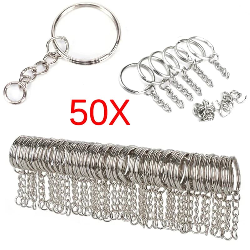 Argent plaqué métal blanc porte-clés porte-clés breloques anneau fendu porte-clés porte-clés lien anneaux femmes hommes bricolage porte-clés accessoires