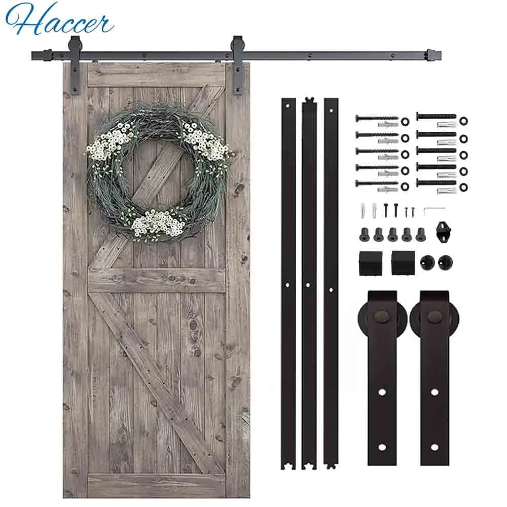 Hacker – Rail de porte de grange coulissante en acier au carbone, 4 à 9,6 pieds, système de cintre de porte de grange, piste à roulettes robuste pour porte simple