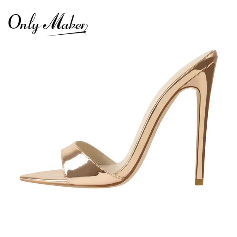 DALTolmaker-Mules Peep Parker dorées pour femmes, sandales hautes et fines, grande taille, mode classique