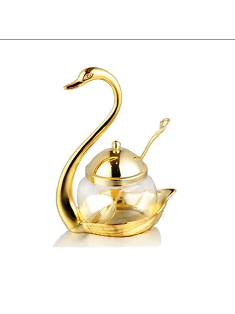 Pot à condiments en alliage d'aluminium, récipient d'assaisonnement, Pot en verre à épices, salière, sucrier, poivre, organisateur de stockage de café Swan MJ