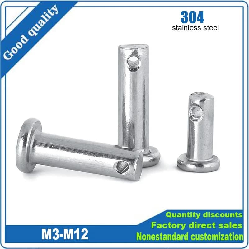 Exacpille de goupille de rouleau d'axe de positionnement cylindrique avec trou, roulement à tête plate en acier inoxydable 304, figurine M3, M5, M6, M8, M10, M12, GB882, 1/10 pièces