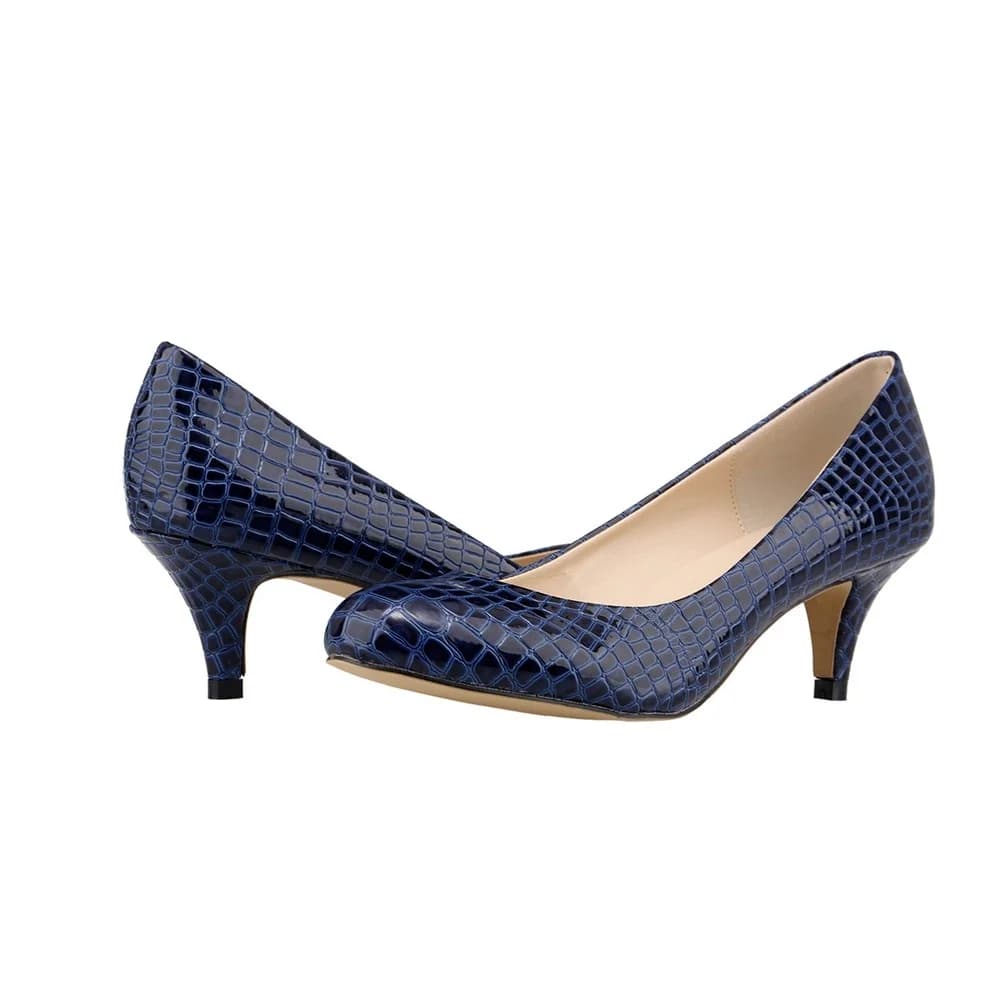 CRALANDIFEN-Escarpins en Faux Crocodile pour Femme, Chaussures de Bureau, Talons Bas, Grande Taille, Mode Sexy, Round Parker, Printemps, Automne, Nouveaux Styles