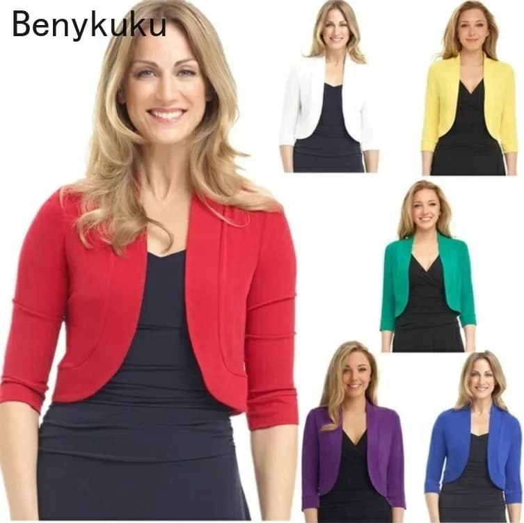 Cardigan court à manches mi-longues pour femmes, solide, mode, court, BEmbed o, grand pull féminin, mince, veste décontractée, manteau, fête