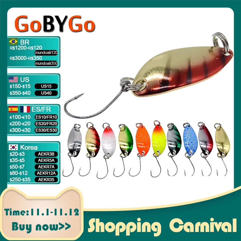 Leurre de pêche en métal avec hameçon unique, cuillère en cuivre, spinnerbait, pour l'hiver, sur glace, 2.5G, 32mm, 10 pièces/6 pièces