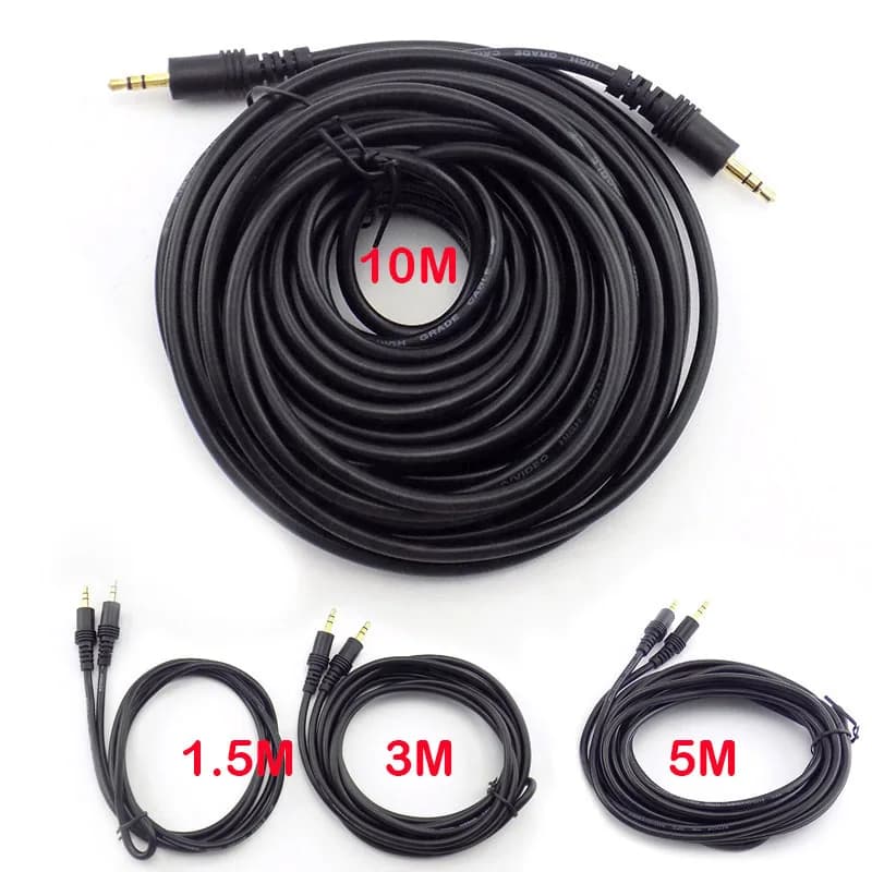Câble d'extension audio stéréo auxiliaire AV mâle-mâle 3,5 mm 1,5/3/5/10 m pour haut-parleur, TV, ordinateur, ordinateur portable, lecteur