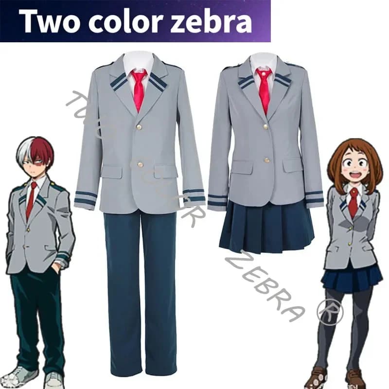 Costume de cosplay My Hero Academia, Midoriya Izuku, Ochaco Uraraka, Bakugou Katsuki, uniforme scolaire et perruque, ensemble complet d'anime
