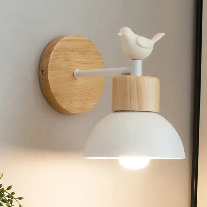Applique murale LED moderne en bois, luminaire créatif pour chambre d'amis, balcon, escalier, chambre à coucher, chevet, oiseau, décoration nordique