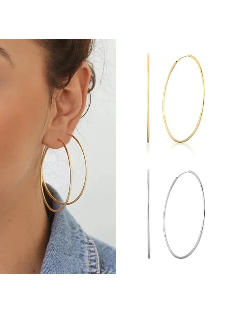 Boucle d'oreille en argent Sterling 925 pour femmes, créoles avec grand cercle de 57mm, bijoux de haute qualité pour dames, cadeaux d'anniversaire, nouvelle collection