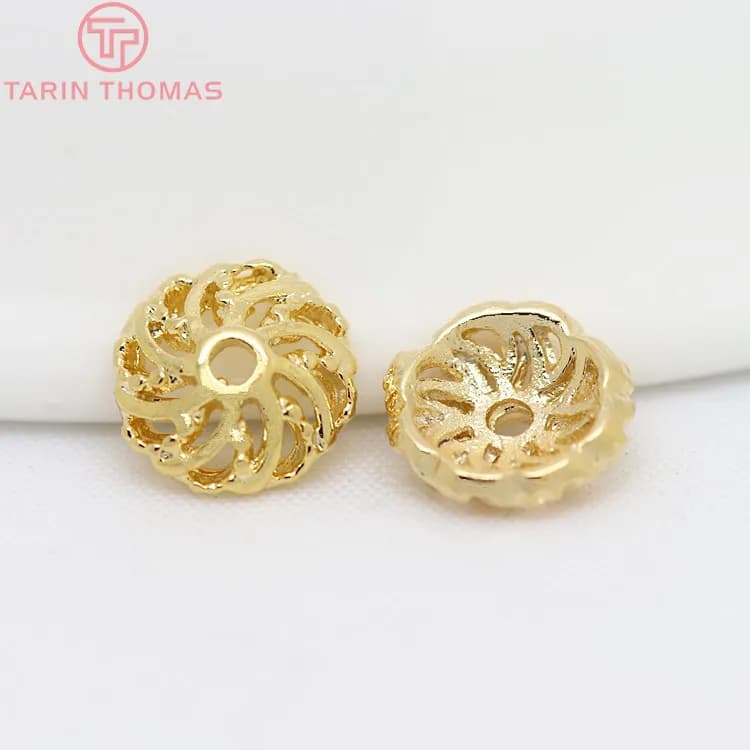 Perles en laiton plaqué or 7MM 24K, 20 pièces, bouchons de haute qualité, résultats de bijoux Diy, vente en gros, 3240
