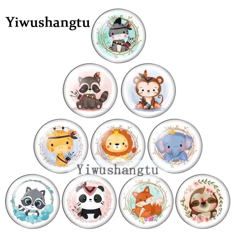 Cabochon en verre avec photo d'animaux, lion, singe, éléphant, torche mignonne, démonstration, dos plat, résultats exécutifs, charmant, 12mm, 20mm, 25mm, 30mm, nouveau