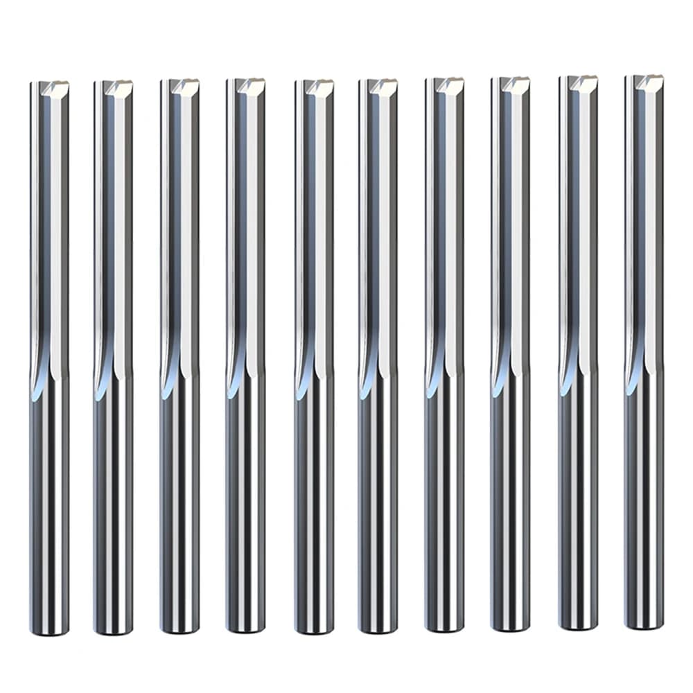 10 pièces/lot 3.175mm tige 2 cannelures fente droite fraise en carbure de tungstène fraise CNC routeur peu gravure Bit outils