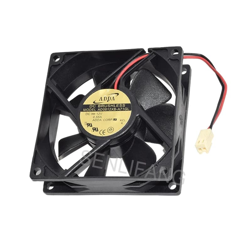 Ventilateur de refroidissement carré à deux broches ADDA AD0812XB-A71GL 8CM 8025 80*80*25mm DC12V 0.55A