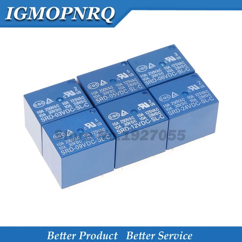 5 pièces de relais 05 09 06 24 broches 3V 5V 9V 6V 24V 12V, nouveau