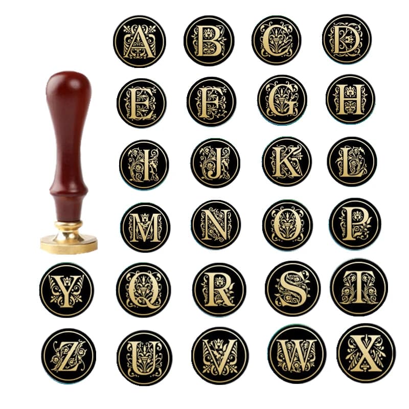 Timbres de sceau d'avertissement de lettre européenne, manche en bois, tête en métal, bancs, scrapbooking, carte postale, carte d'anniversaire, décoration