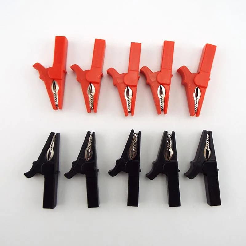 Pince Crocodile 55mm, pince Crocodile, bricolage, sonde de Test, couleur noir rouge, câble de prise, Clips électriques isolés