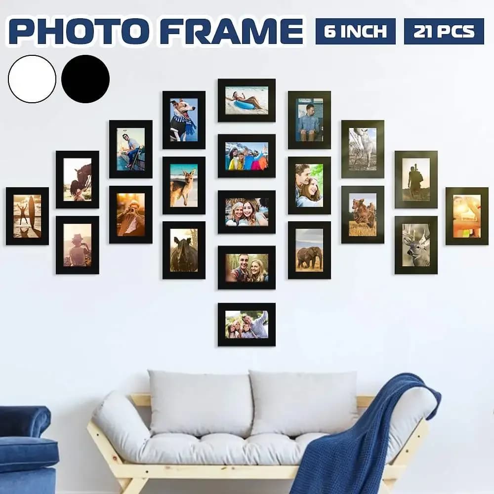 11 pièces cadre Photo Photo ensemble amovible Mural noir blanc couleur bricolage Photos cadres autocollant décalcomanie maison salon décor