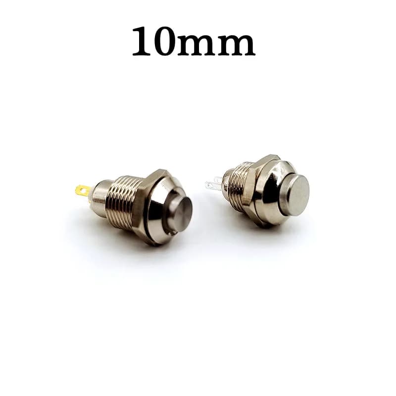 Mini bouton d'alimentation en métal à tête haute, trou de panneau à 2 broches, soudage à Cristal automatique, IP67, 1no, 10mm