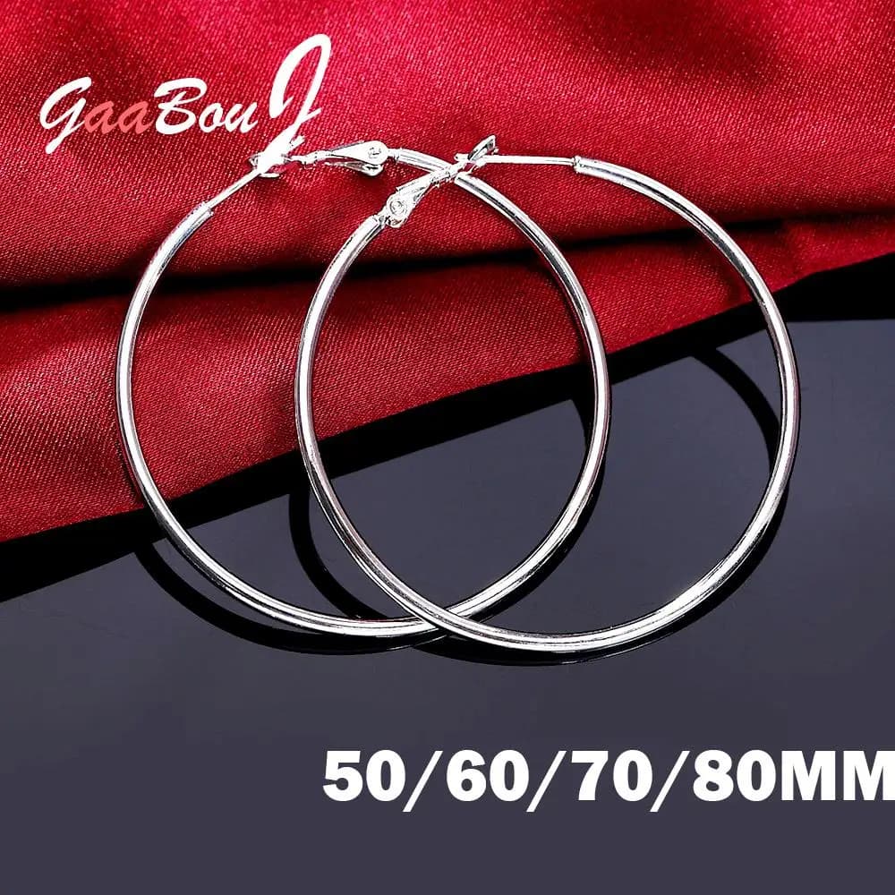 Grandes boucles d'oreilles rondes en argent sterling 925 pour femmes, tendance 2022, bijoux fantaisie, GaaBou, cadeau de Noël