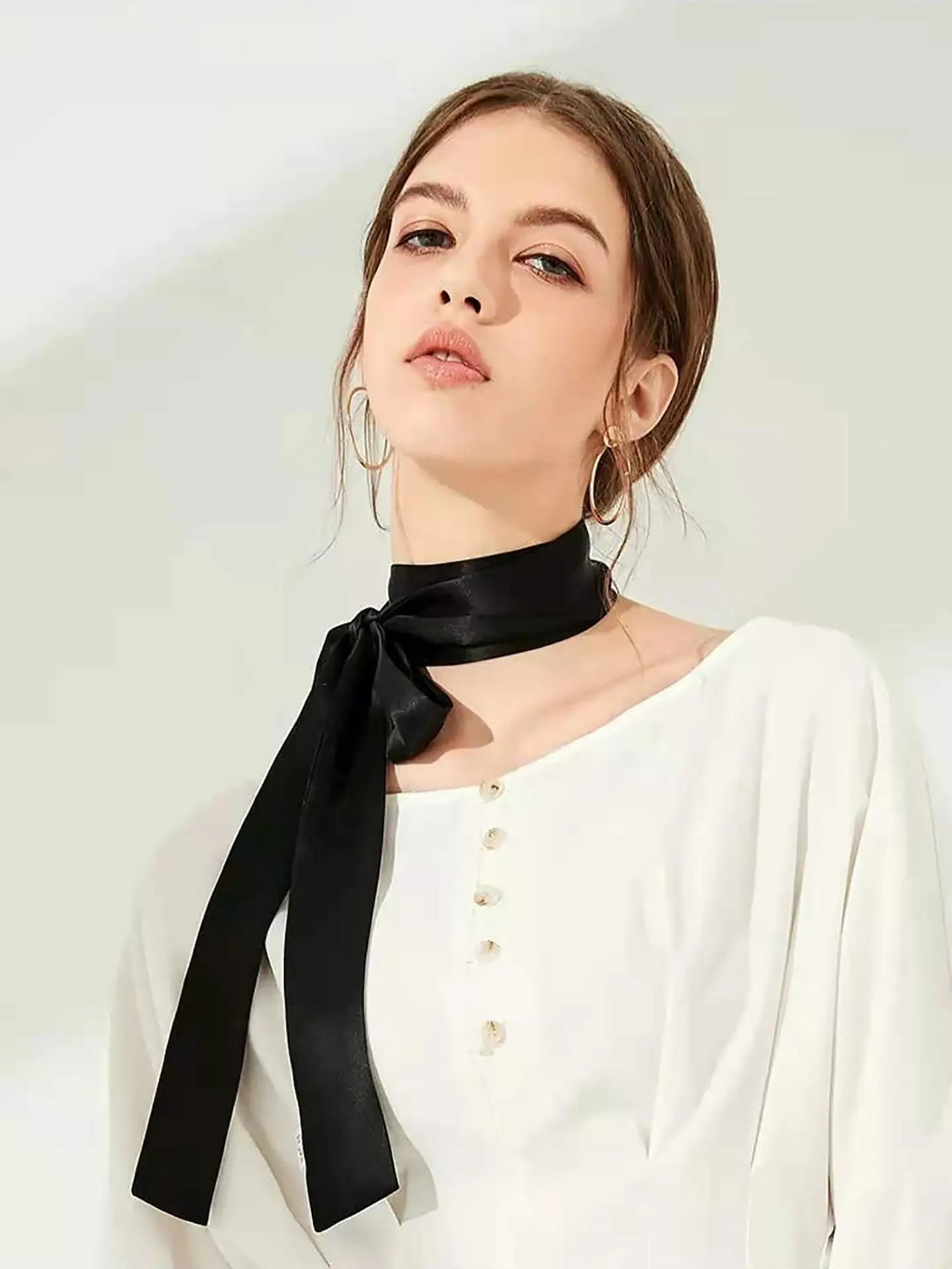 100% naturel mûrier soie longue écharpe couleur unie foulard cheveux cravates sac ruban bandeau cheveux ornement femme bande foulards
