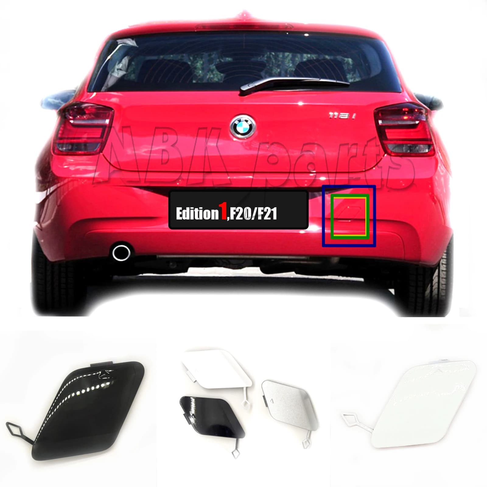 Couvercle de remorquage arrière pour BMW série 1 F20 F21 114d 114i 116d 116i 118d 118dX 118i 120d 125d, 4 portes, 11-14 51127293548