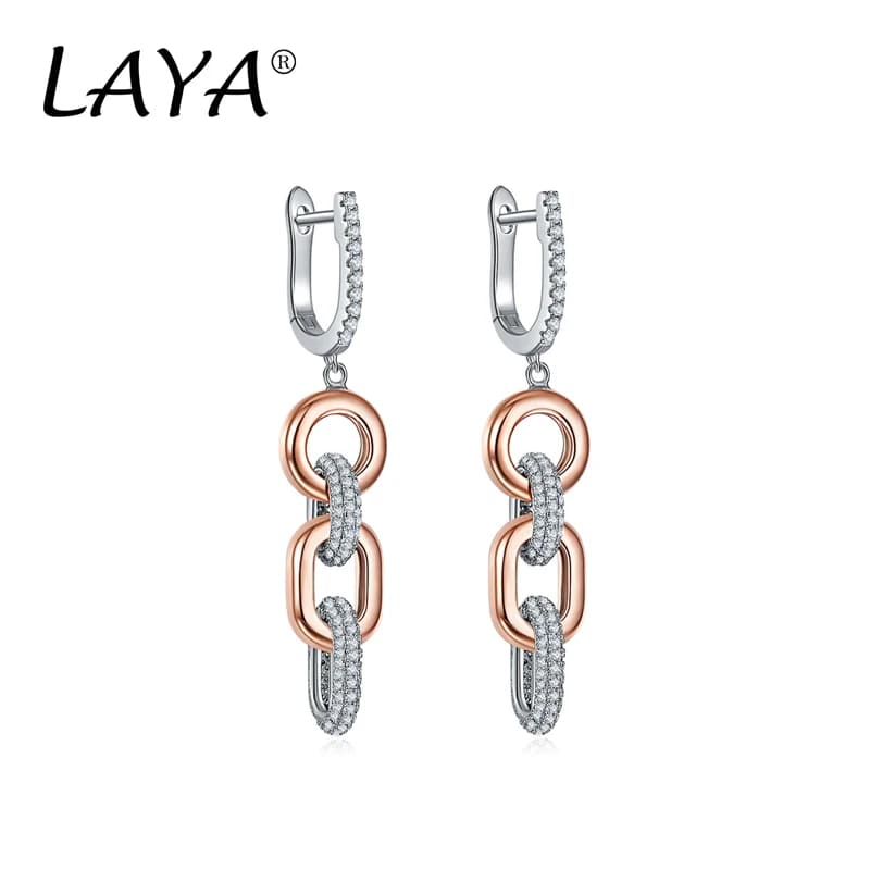 LAYA-Boucles d'oreilles en argent regardé 100% pour femme, bijoux modernes originaux, style tendance, Shining Zfolds on Long recruted Ling JOBoucles d'oreilles pour femme, 925
