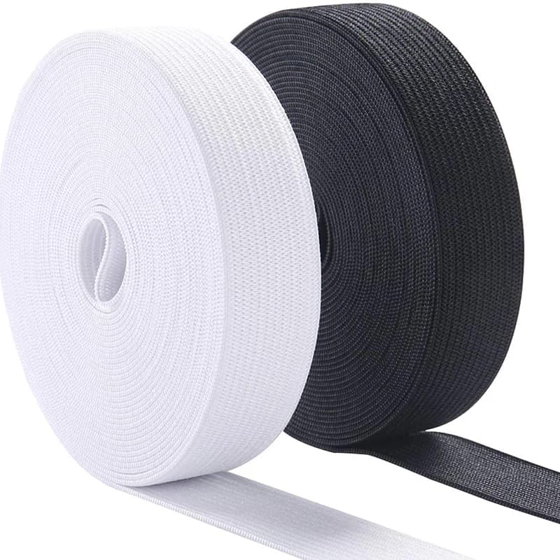 Bande élastique de couture de 5 mètres, bande élastique en tricot à haute élasticité pour la couture de la ceinture élastique blanc noir 10-60MM