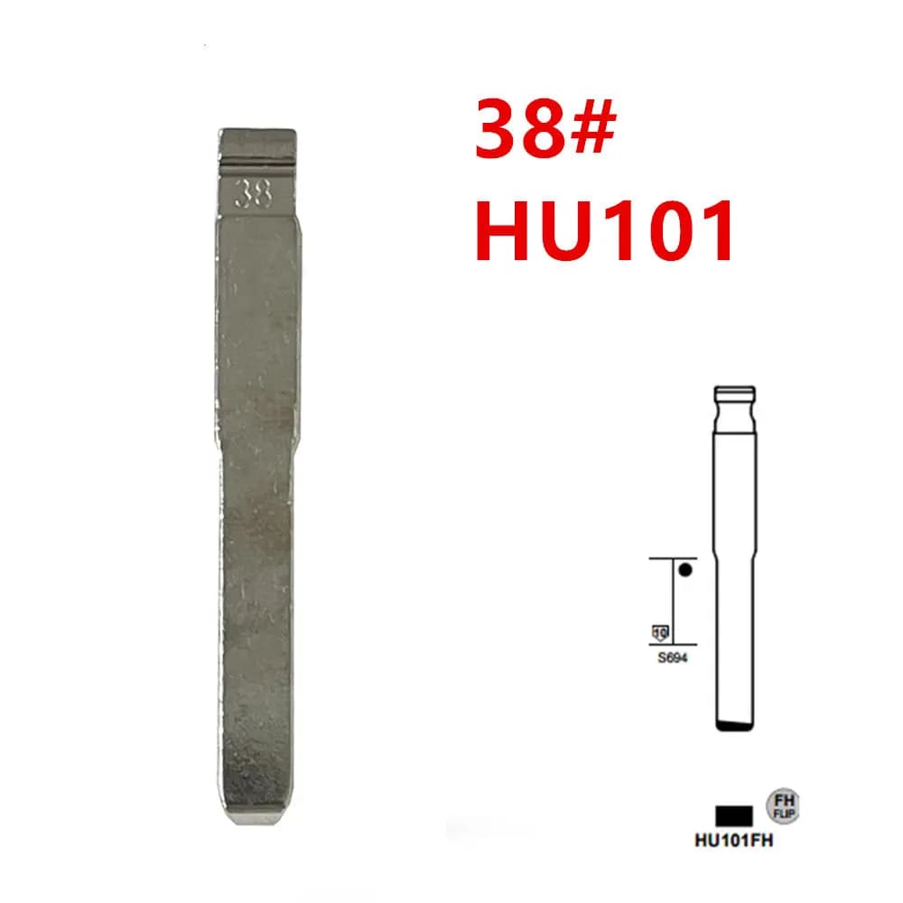 Lame de clé en métal non coupée pour voiture, télécommande universelle No.38, ébauches de clé à distance, 38 #, HU101 pour Ford Focus, KD Keydiy Xhorse VVDI, 10 pièces