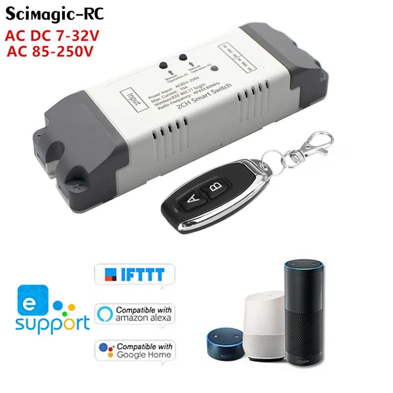 EWelink WiFi commutateur intelligent ouvre-porte de Garage contrôleur 2CH 12V 24V 110V 220V 230V WIFI RF récepteur pouce autobloquant bricolage
