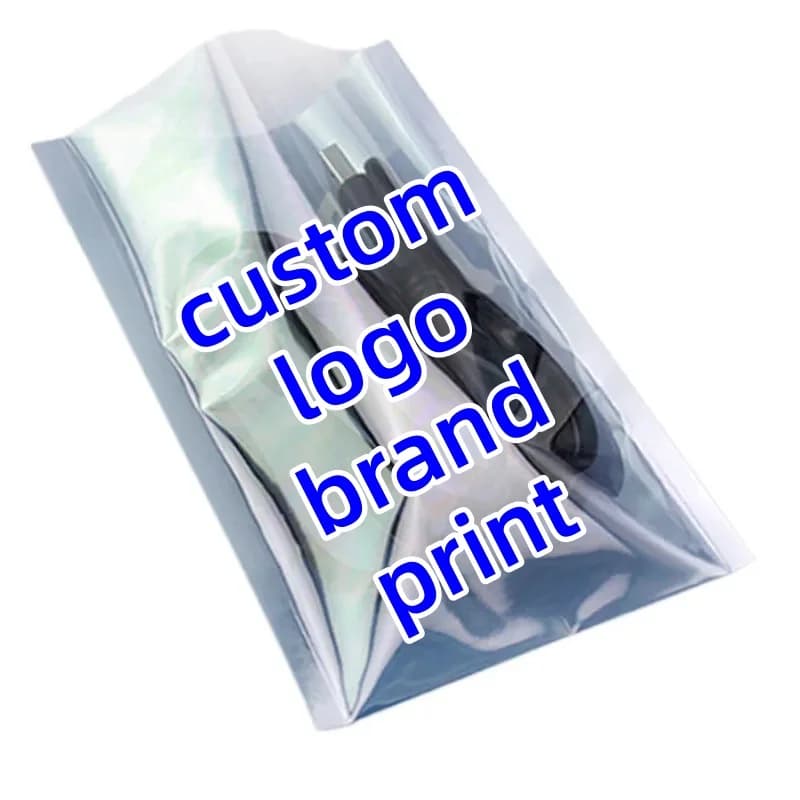 Sac de protection antistatique en plastique ouvert, 100 pièces, bâton à mémoire de forme, pochette d'emballage pour objectif de caméra, disque dur, Logo imprimé