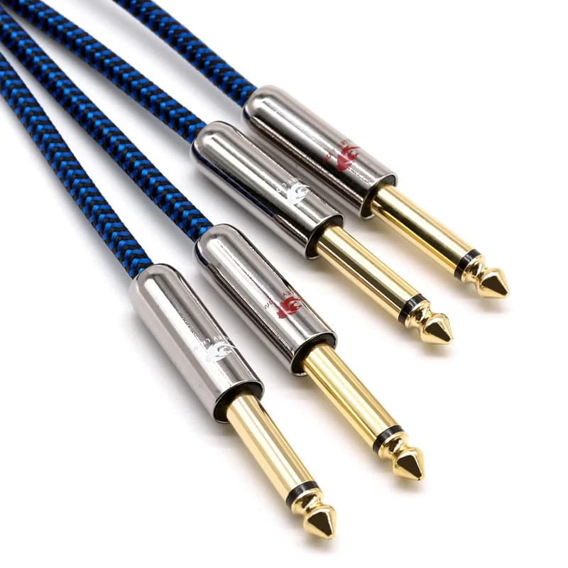 Câble audio double 1/4'' TS mono vers 2 x 1/4 pouce mâle 6,35 mm pour amplificateur, mélangeur, guitare, synthétiseur, clavier, câbles blindés OFC