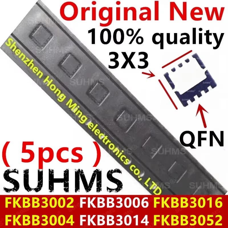 (5 pièces) 100% nouveau jeu de puces FKBB3002 FKBB3004 FKBB3006 FKBB3014 FKBB3016 FKBB3052 B3002 B3004 B3006 B3014 B3016 B3052 QFN-8