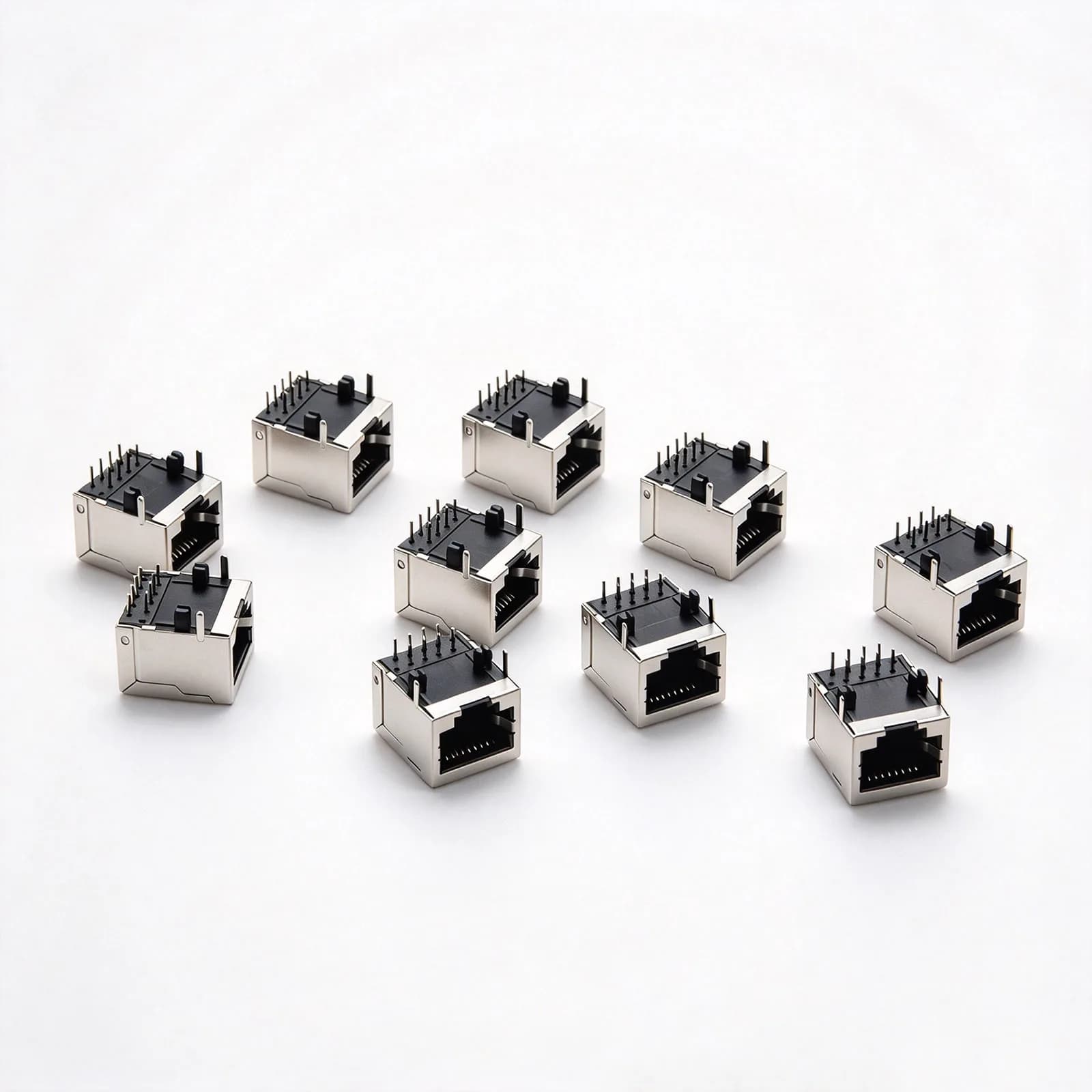 Connecteurs à souder PCB RJ45 Ethernet à Angle droit 8P8C, Port réseau unique, prise femelle, vente en gros, 10 pièces