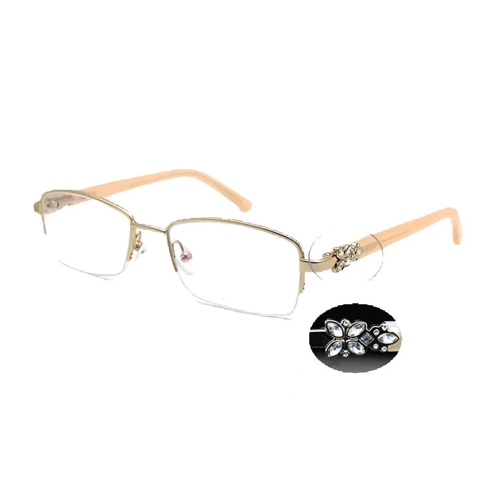 ESNBIE – monture de lunettes en strass pour femmes, haute qualité, demi-bordure, verres clairs