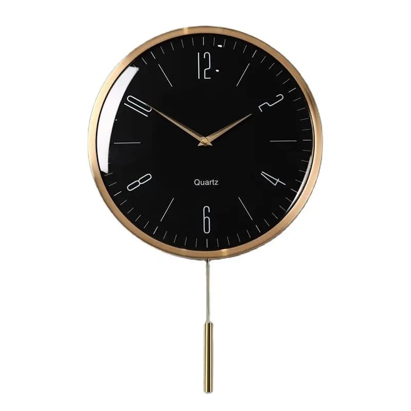 Horloges murales à pendule de luxe nordique, horloge murale en métal créative, montre silencieuse dorée, cadeau de décoration de salon, décoration d'intérieur moderne