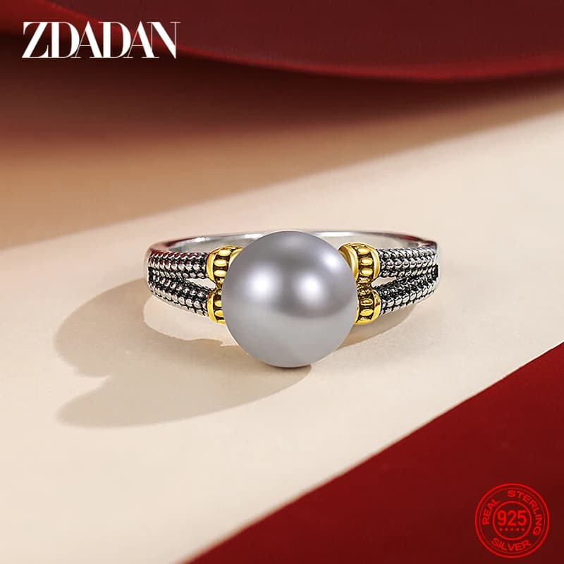 ZDADAN – bague en argent 925 avec perles pour femmes, accessoires de bijoux de mariage, vente en gros