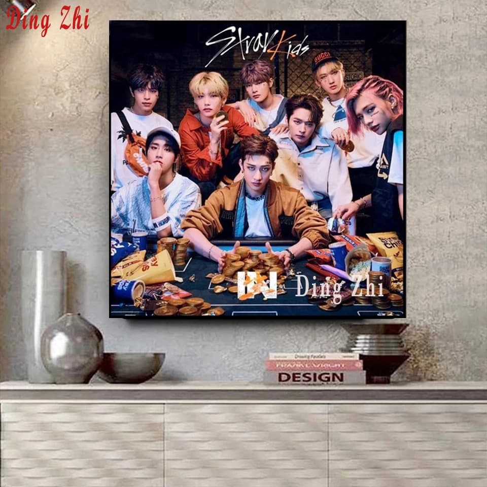 Affiche de groupe de garçons sud-coréens, peinture au diamant bricolage, carré complet, rond, point de croix, K-Pop, idole, groupe, broderie, décor en biscuits