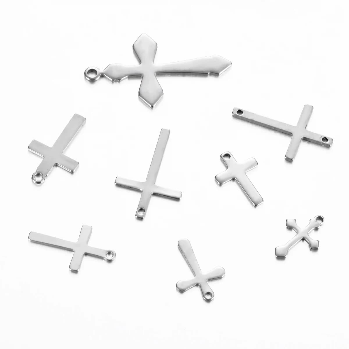 25 pièces/lot de breloques croix en acier inoxydable pour bracelets et colliers, accessoires de fabrication de bijoux DIY faits à la main