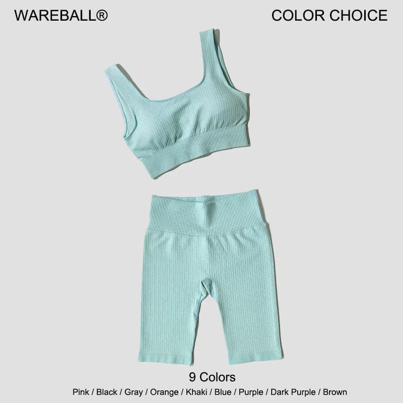 WAREBALL – ensemble de Yoga sans couture pour femmes, soutien-gorge de sport, short de sport, tenue de Fitness, 2 pièces, ensembles de Yoga, combinaisons d'entraînement