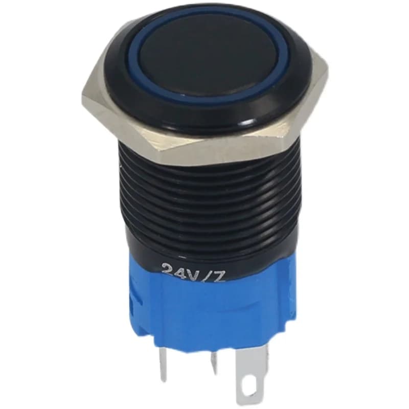 Interrupteur à bouton métallique noir 12mm/16mm/19mm/22mm, étanche, verrouillage momentané, PC, 3V 5V 6V 12V 24V 220V