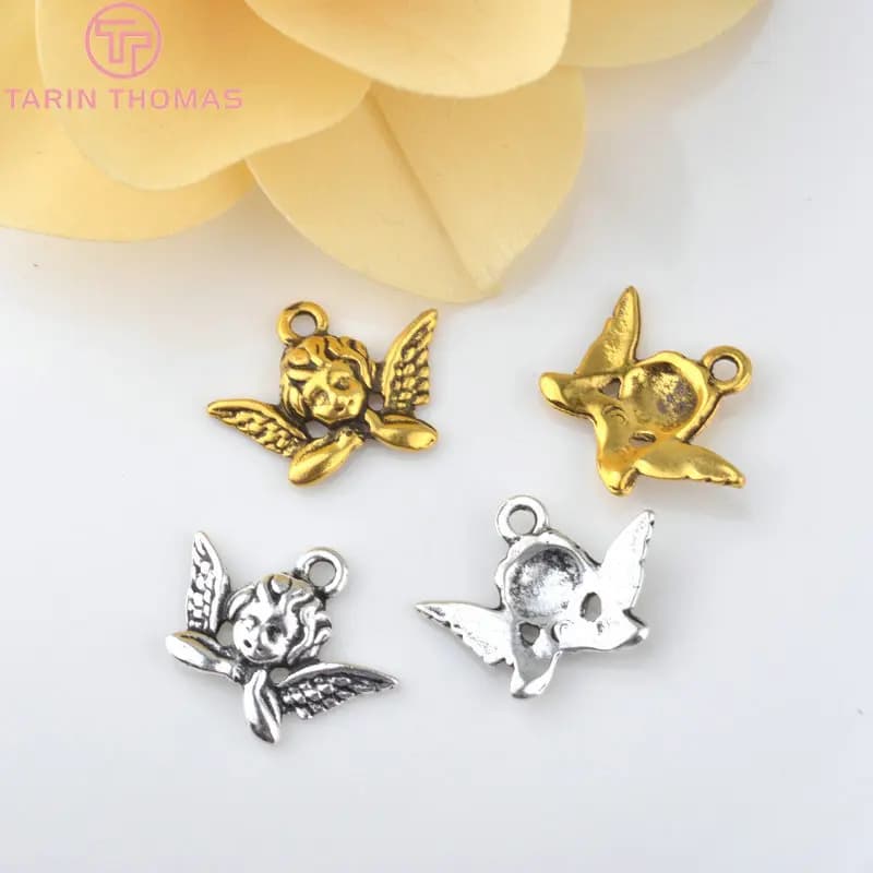 (3901)10 pièces 20x11MM Antique couleur or plaqué alliage de Zinc colliers pendentifs ange charmes bricolage résultats de bijoux faits à la main en gros