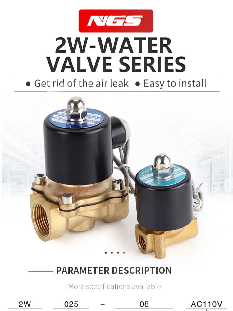 Électrovanne électrique en laiton normalement fermée, 220V, 110V, 24V, 12V, 2W, eau, air, huile, 1/4 ", 3/8", 1/2 ", 3/4", 1 ", Chr8, 10, 15, 20, 25/50
