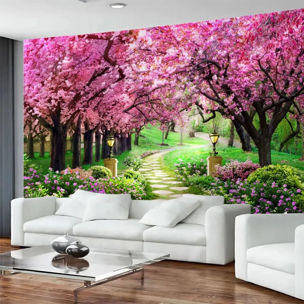 Tapisserie murale naturelle, Mandala, paysage de jardin, décoration de chambre bohème, tapis psychédélique, tapis de chambre hippie, 8 tailles