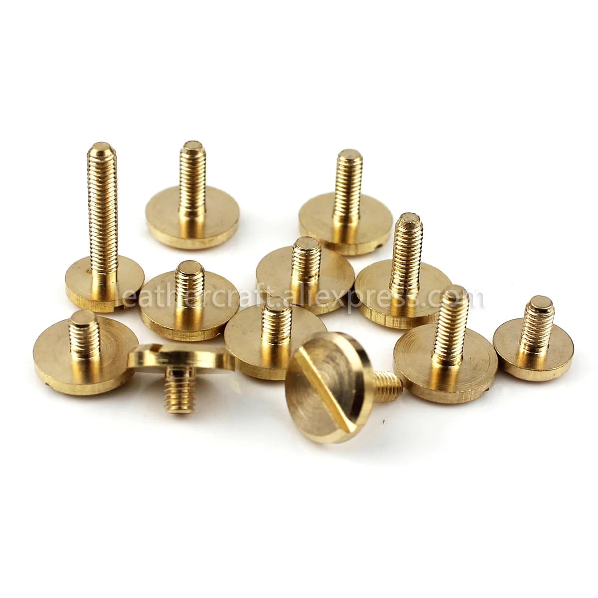 10 vis à tête plate M3 en laiton massif, sans écrous, pour ceintures et porte-monnaie, avec capuchons de 8 mm/10 mm et autres tailles