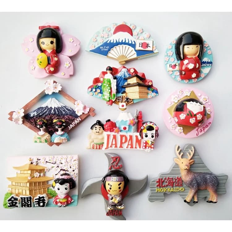 Aimant de Réfrigérateur Japonais en Résine, Décoration Magnétique, Souvenir de Touriste, Chat Chanceux TakFujiyama Kinkakuji