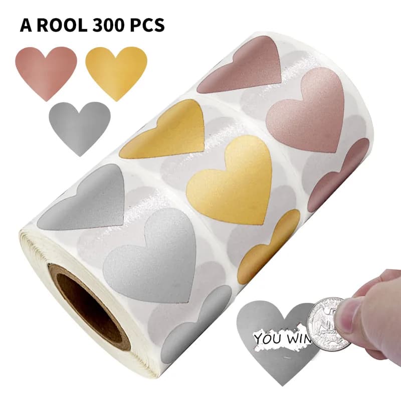 Autocollants à Gratter en Forme de Cœur, 3 Couleurs, 50 à 300 Pièces, DIY, Faits à la Main, pour Jeu, Papeterie