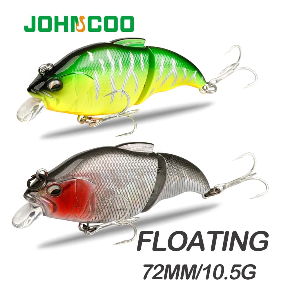 JOHNCOO – leurre rigide flottant vibrant vibrant de 72mm, appât artificiel de type wobbler idéal pour la pêche au bar, au brochet ou à la perche, 10.5g