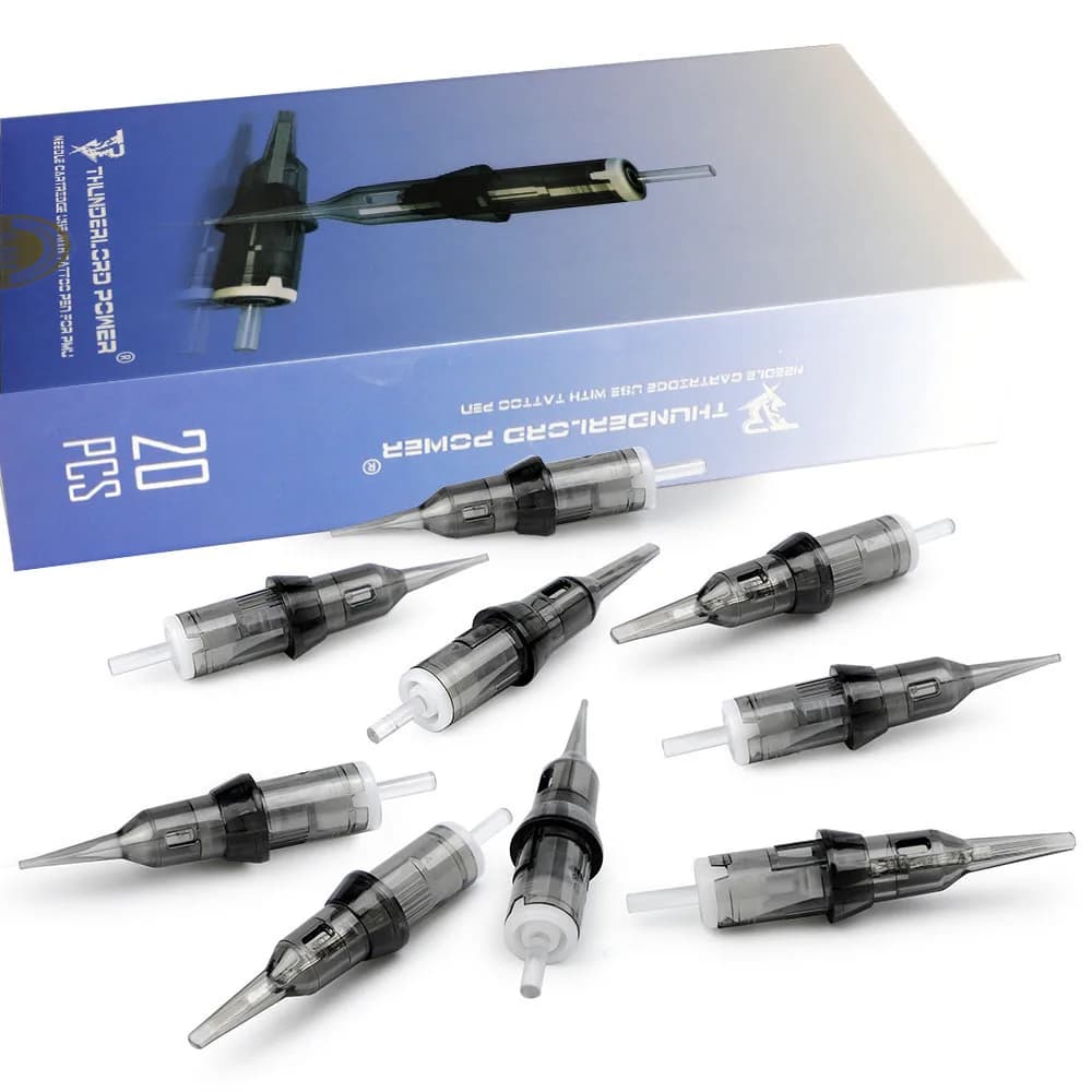 Aiguilles de tatouage jetables, 20 pièces, 0.16/0.18/0.2mm, cartouche stérilisée pour Machine rotative, aiguilles de maquillage Permanent