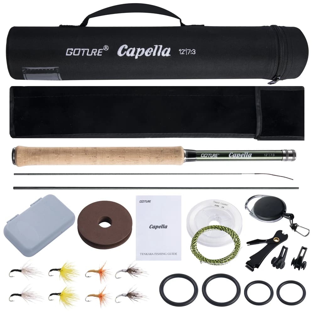 Goture – canne à pêche Tenkara ultralégère de 3.6m, accessoire en Fiber de carbone, avec ligne, leurre, Portable